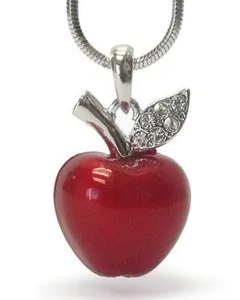 Authentic The Crimson Orchard: Enigmatic Apple Talisman in Gleaming White Gold