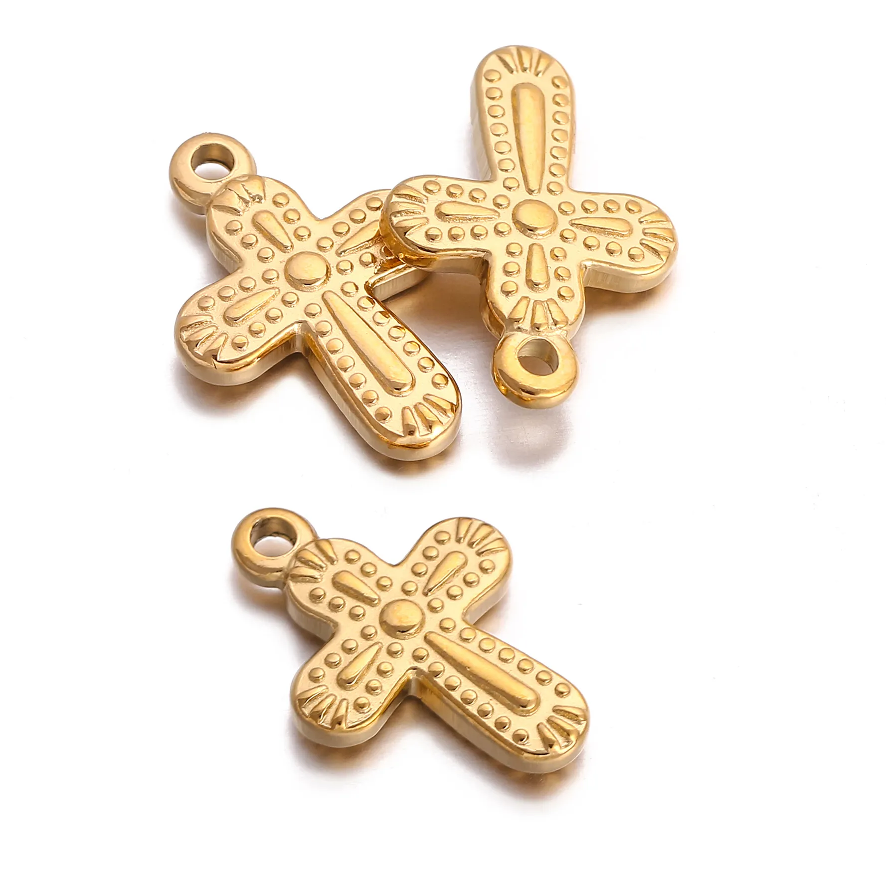 Authentic Trio Of The Radiant Cross Sacred Gold- Plated Pvd Protection Pendants