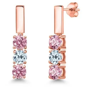 Authentic Celestial Harmony: Pink Lab Grown Diamond & Sky Blue Topaz Amulet in 18K Rose Gold Plated Silver
