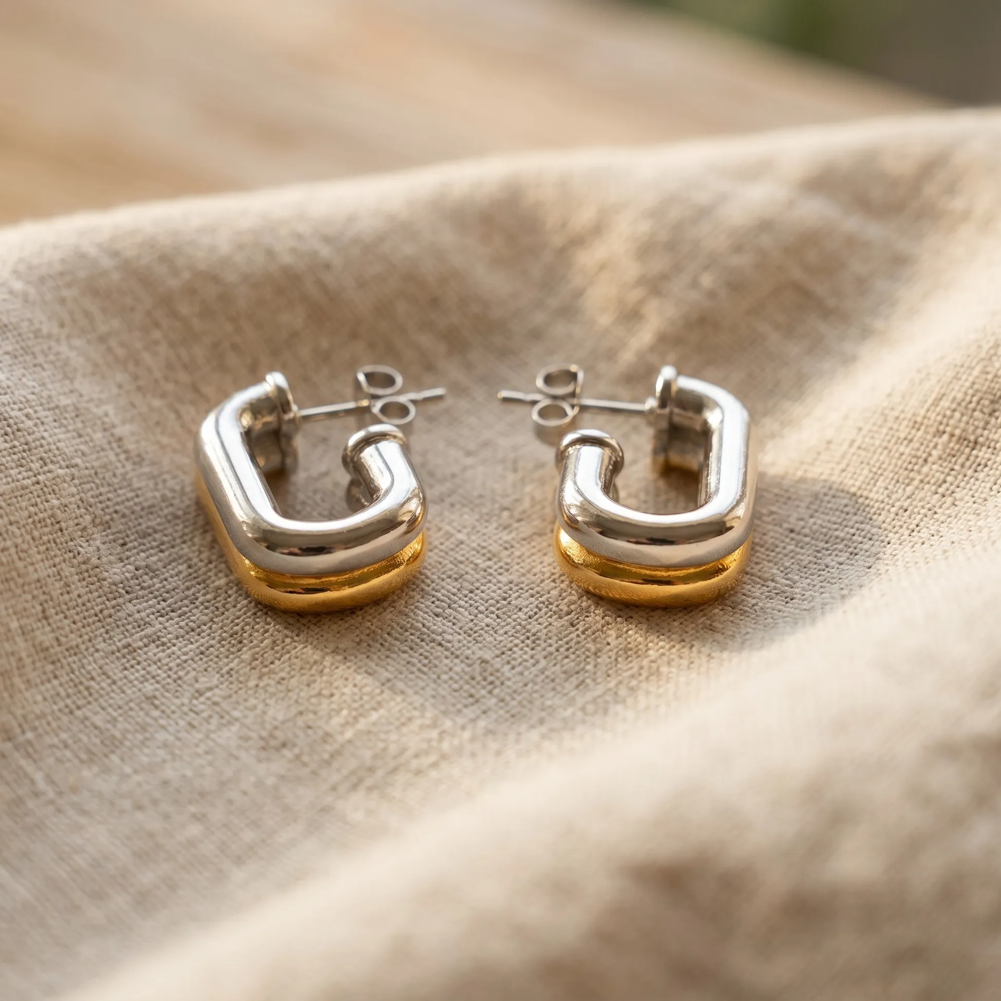 Authentic Sacred Harmony - Double Round Hoop Earrings of Balance & Protection