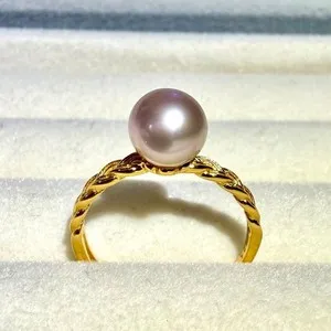 Authentic Luminous Pearl of the Sacred Tide: 18K Gold-Plated Vermeil Ring