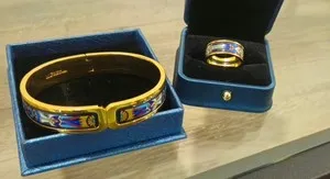Authentic Golden Sunlit Sigils: Frey Wille Vienna Bangle & Ring Set