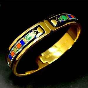 Authentic Scarab's Golden Awakening: Egyptian Revival Cuff of Protection and Abundance