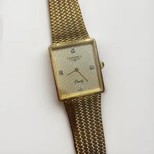 Authentic Sacred Harmony - Vintage Longines Gold Plated Honey Comb Diamond Quartz Watch