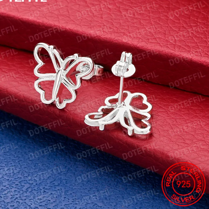 Authentic 925 Sterling Silver Delicate Openwork Butterfly Earrings, Fashionable Accessories, Jewelry