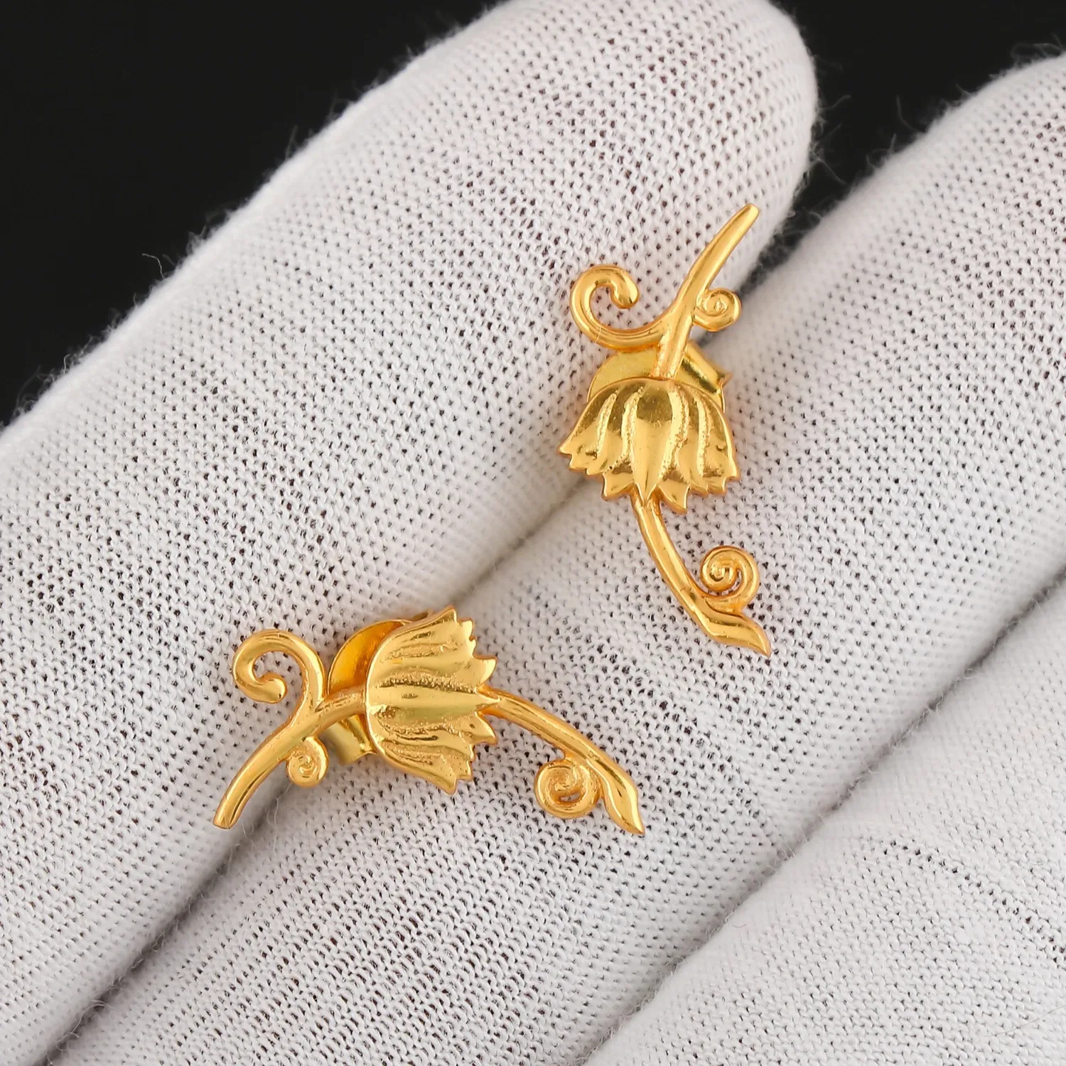 Authentic Radiant Lotus Blossom Studs in 18k Gold and Sterling Silver