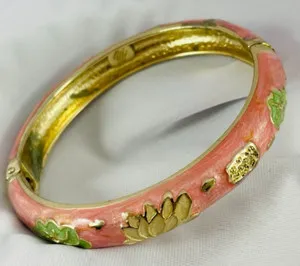 Authentic The Awakening Lotus Cloisonné Bangle in Radiant Gold