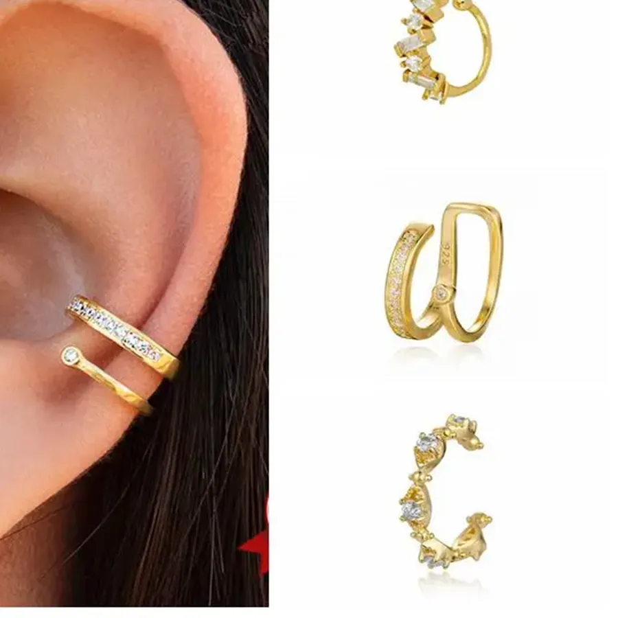 Authentic Celestial Geometry Ear Cuffs in 24k Gold-Plated Silver