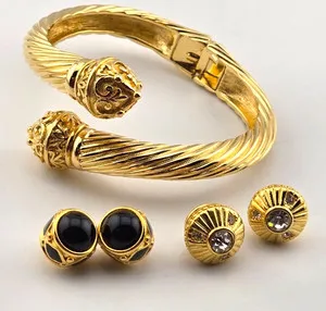 Authentic Celestial Rope: Gold‑Plated Signature Cuff Bracelet
