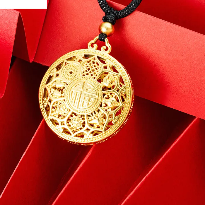 Authentic Lotus of Illumination: 24KT Gold FU Pendant for Spiritual Ascension