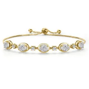 Authentic Celestial Radiance Five-Stone Moissanite and Gold Bolo Bracelet