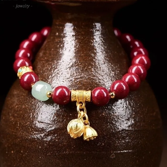 Authentic Natural Raw Mineral Two Happy Lotus Bracelet Purple Gold Sand Exquisite Luxury Women Jewelry Bracelet Holiday