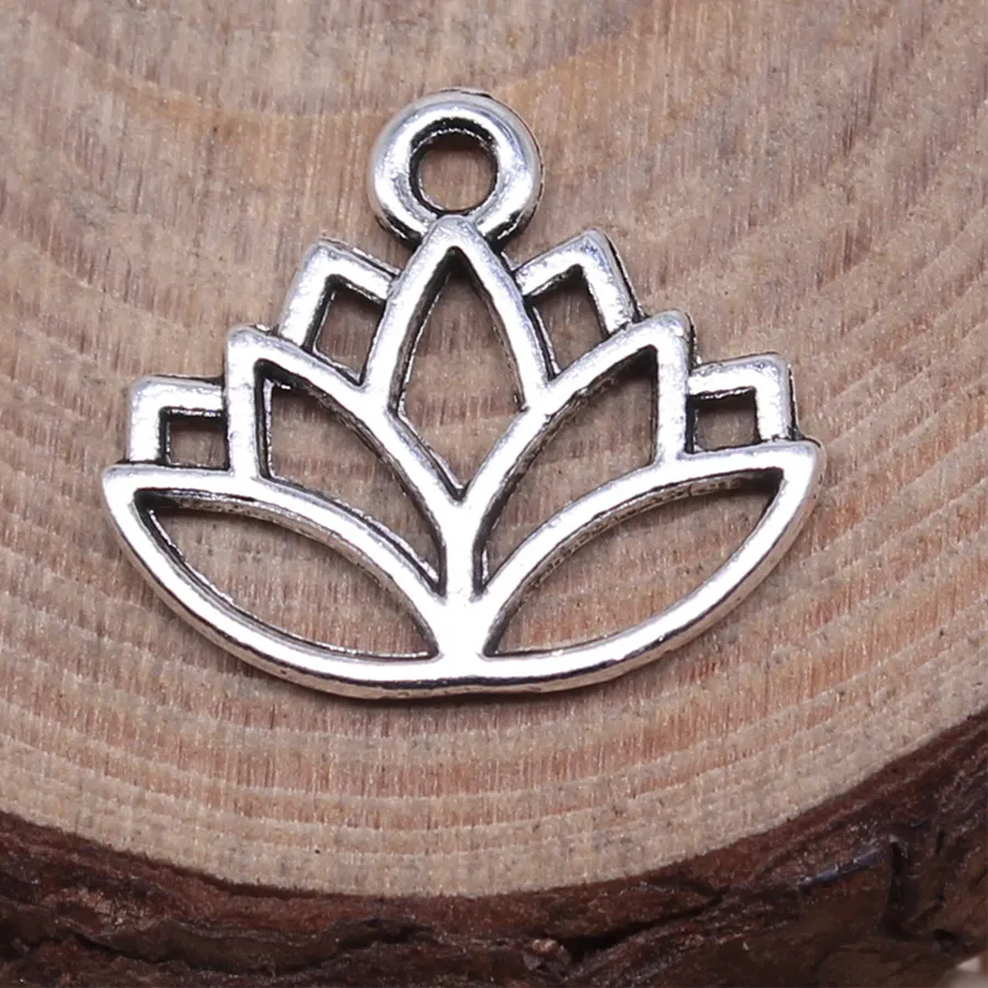 Authentic Sacred Lotus Blooms: 20pcs 16x14mm Antique Bronze, Silver & Gold Charms for Awakening Serenity