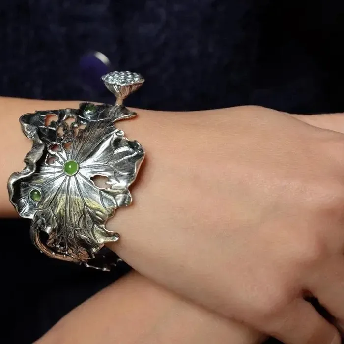 Authentic Lotus Ascension - Ancient Gold Lotus Vine Bracelet for Women