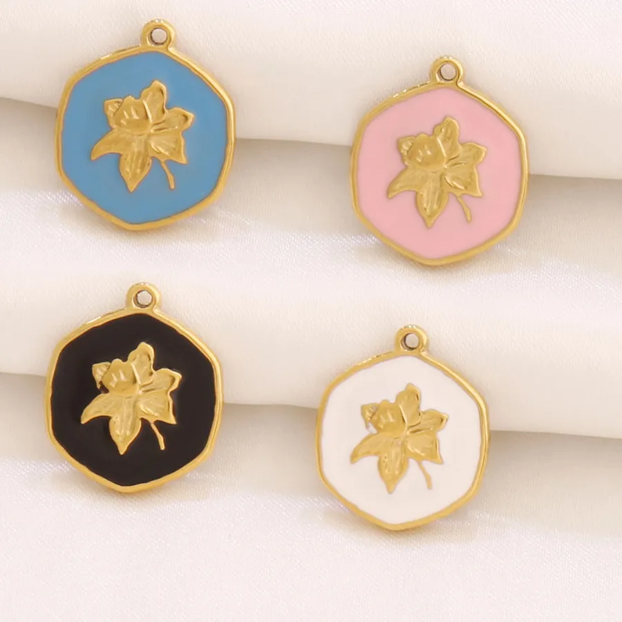 Authentic Sacred Lotus Enamel Talismans with 18K Gold Plating