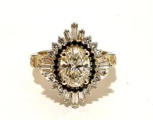 Authentic Celestial Union: Oval Moissanite Art Deco Engagement Ring