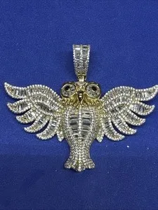 Authentic Moonlit Wisdom: 3Ct Baguette Cut Cubic Zirconium Owl Pendant