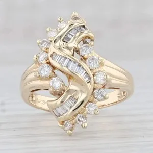 Authentic Celestial Union: 3Ct Moissanite Cluster Ring, Empowered by Golden Radiance