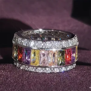 Authentic Sacred Union: 5Ct Baguette Cut Multicolor Lab Created Gemstone Wedding Ring