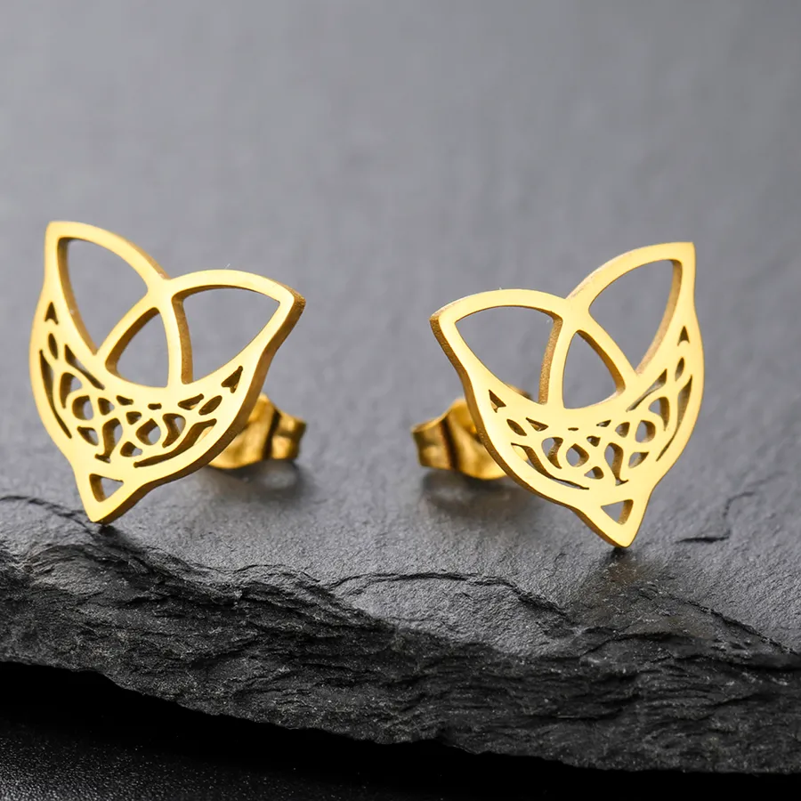 Authentic Dawapara Celtics Moon Stud Earrings Triangle Crescent Filigree Moon Earrings Irish Good Luck Jewelry
