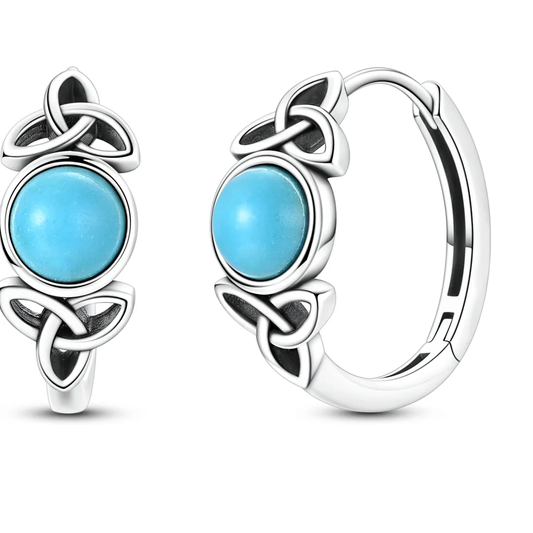 Authentic Ethereal Celtic Weave Turquoise Hoops