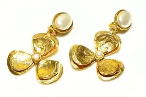 Authentic Sylvia Toledano Gilded Blossom Lucky Pearl Earrings