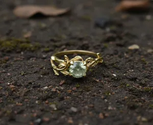 Authentic Lunar Vine Ethereal Gold-Plated Moonstone Ring