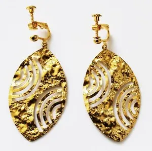 Authentic Radiant Ellipse 24K Gold Plated Clip-On Drop Earrings