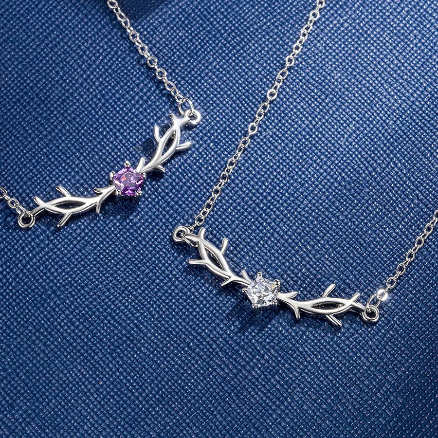 Authentic Moonlit Majesty - 925 Sterling Silver Antler Necklace