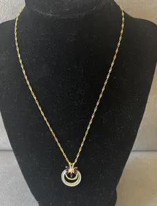 Authentic Garnet and white topaz gold plated necklace