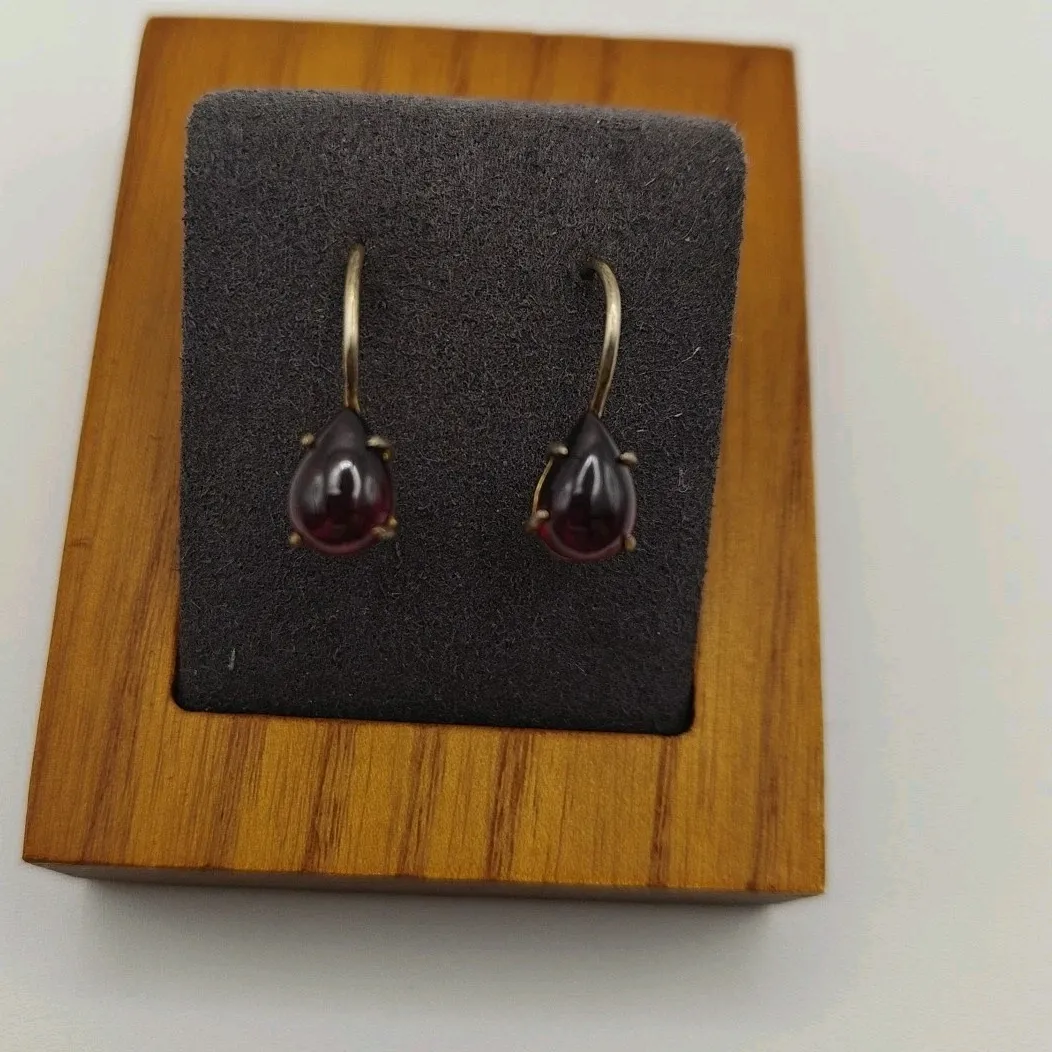 Authentic Celestial Garnet Tears: Vintage 24K Gold Plated Sterling Silver Drops of Forgotten Light