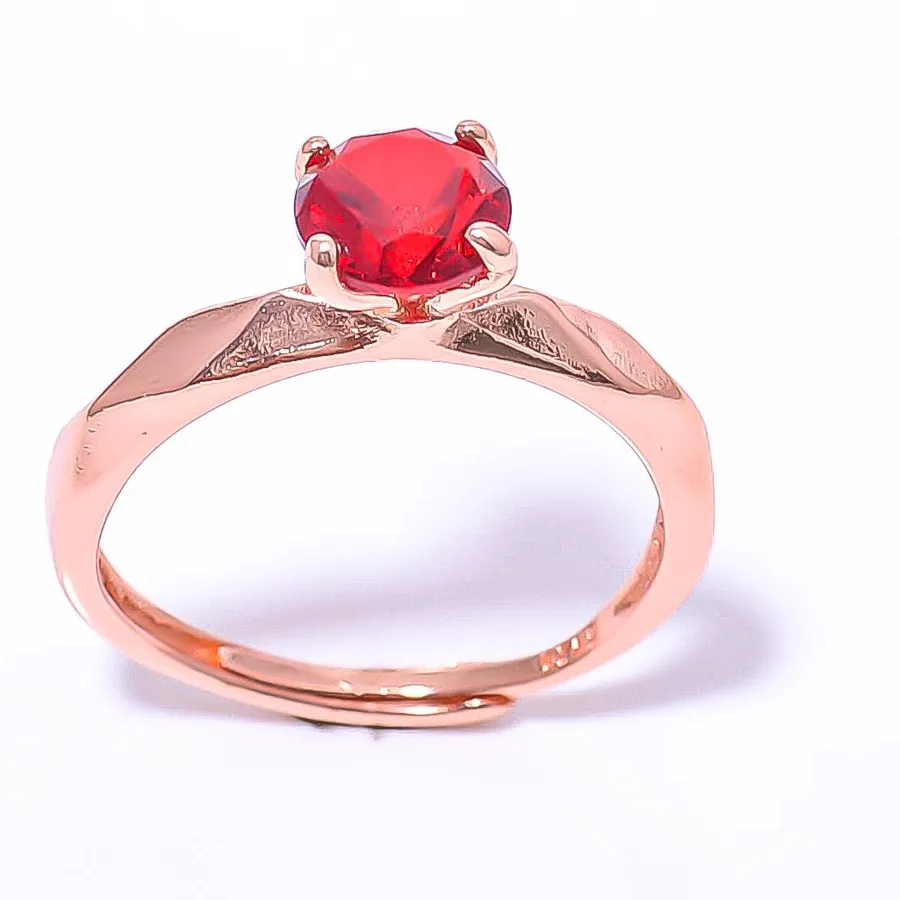Authentic Garnet Gemstone Rose Gold Plated Ring Size Adst (32)