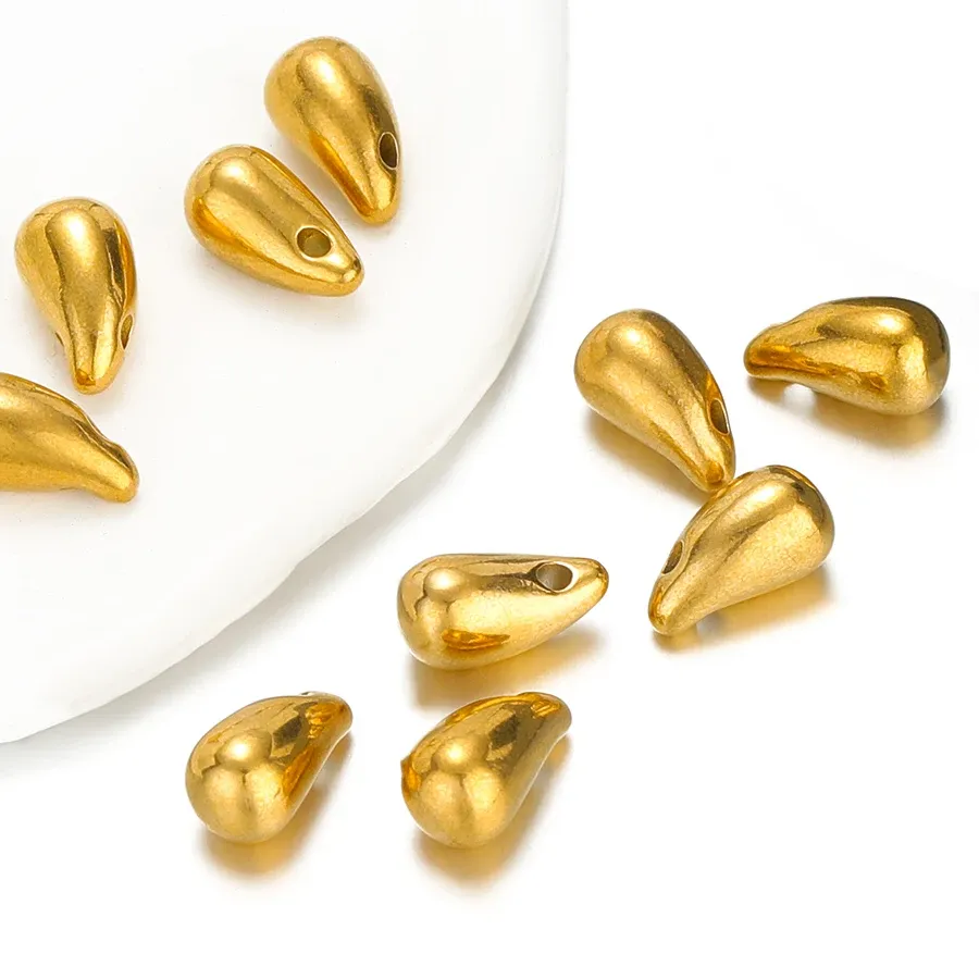 Authentic 10Pcs Gold Color Water Drop Horn Charms For Jewelry Earrings Making Supplies Diy Necklaces Pendants
