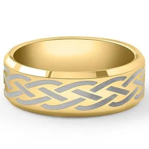 Authentic The Eternal Circle: Gold-Plated Tungsten Celtic Band