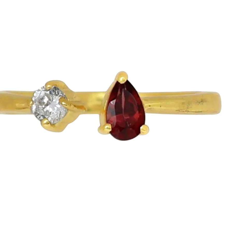 Authentic 18K Gold Plated Natural Hessonite Garnet - Madagascar Ring s.5 Jewelry TR01462