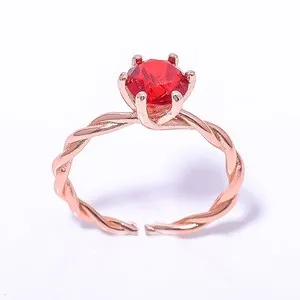 Authentic Garnet Gemstone Rose Gold Plated Ring Size Adst (14)