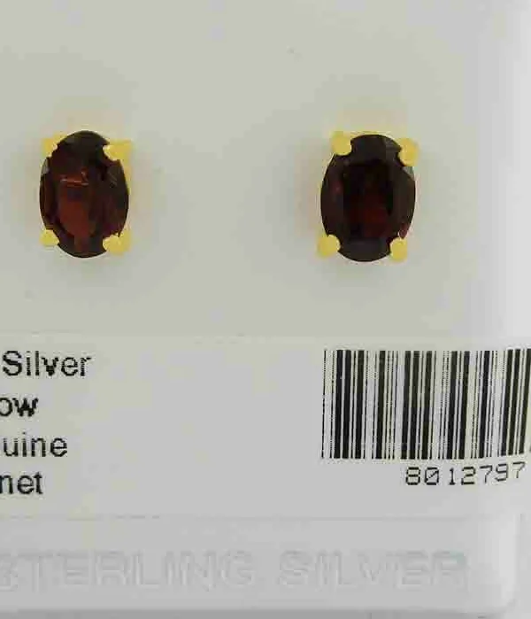 Authentic Crimson Fire Garnet Stud Earrings in Radiant Gold-Plated Sterling Silver