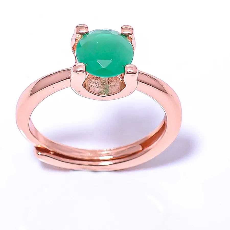 Authentic Garnet Gemstone Rose Gold Plated Ring Size Adst (R13)