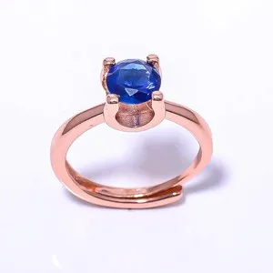 Authentic Garnet Gemstone Rose Gold Plated Ring Size Adst (132)