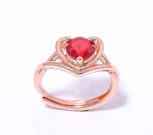 Authentic Garnet Gemstone Rose Gold Plated Ring Size Adst (2_2)