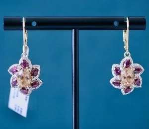 Authentic Radiant Solar Harmony: Citrine and Garnet Alchemical Earrings