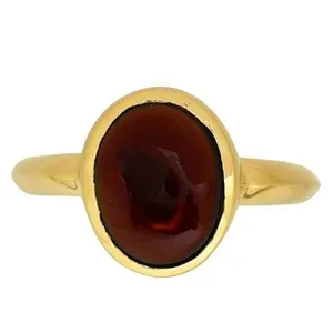 Authentic 18K Gold Plated Natural Hessonite Garnet - Madagascar Ring s.6 Jewelry TR01382