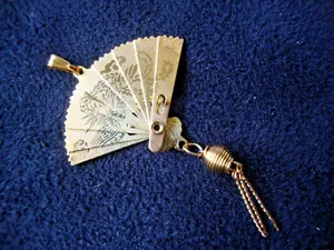 Authentic Celestial Phoenix And Crane Folding Fan Pendant A Gold- Plated Talisman Of Rebirth And Longevity