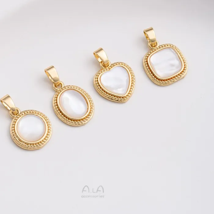 Authentic Celestial Shell Pendants: 14K Gold‑Plated Curves of Love & Geometry