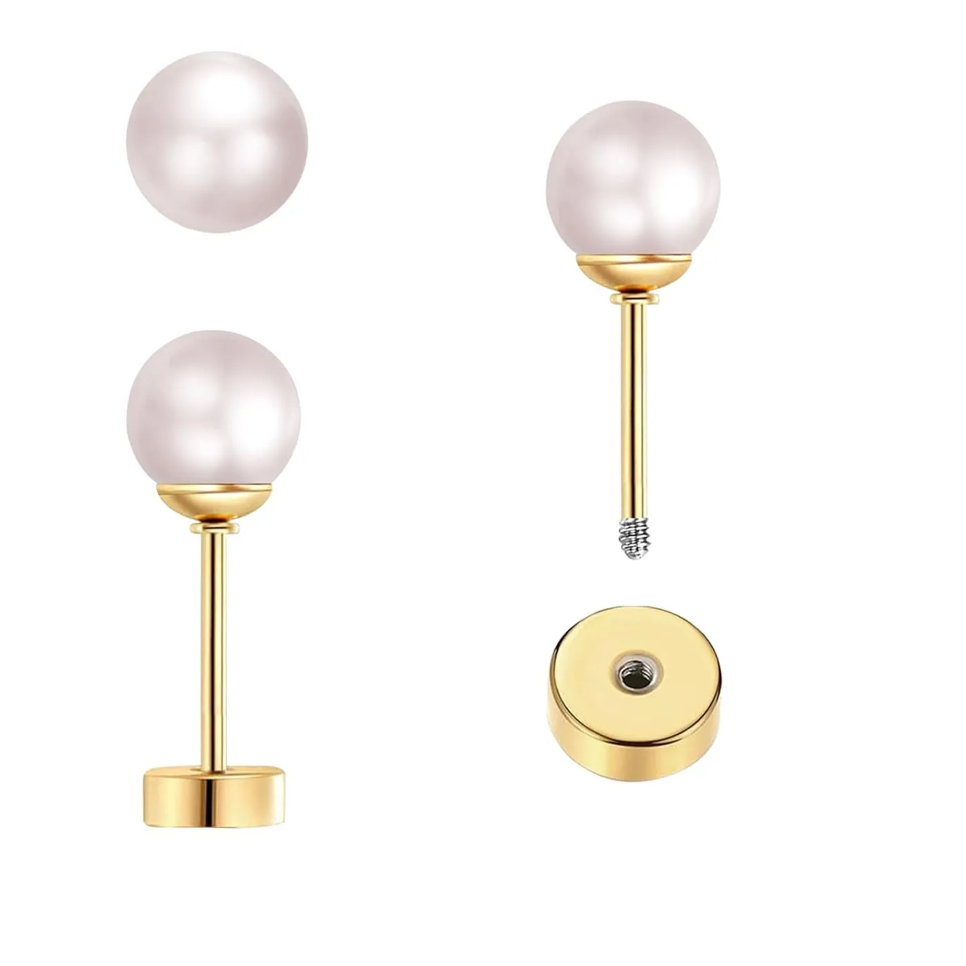 Authentic Luminous Pearl Orbs: Celestial Studs of Serenity