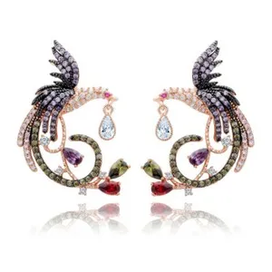 Authentic Phoenix Rebirth: Rose‑Gold Plated Drop Earrings of Sacred Flight