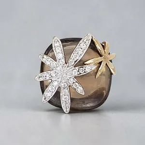 Authentic The Phoenix's Flame: A Smoky Topaz Starburst Ring - Enchanted Gold Plated Amulet