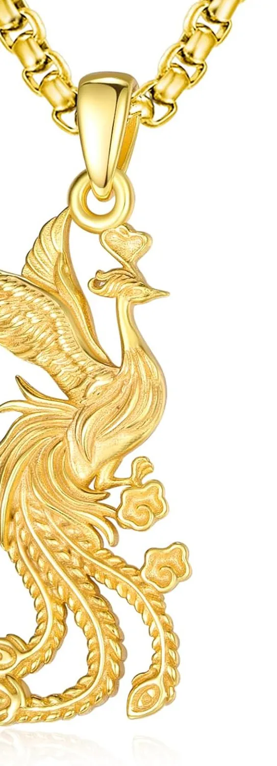 Authentic Phoenix Necklace Sterling Silver 24K Gold Plated Nirvana Bird Pendant Women