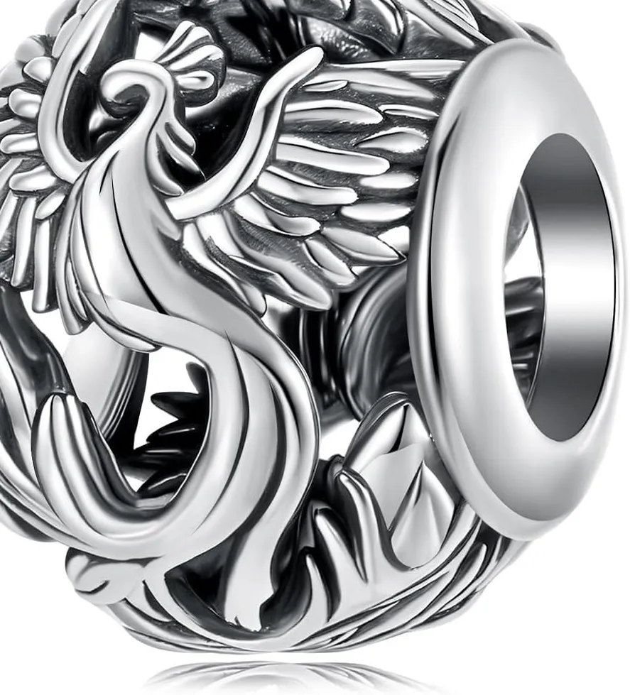 Authentic Eternal Motherhood & Phoenix Rebirth - White Gold Plated Mystic Charm Talisman