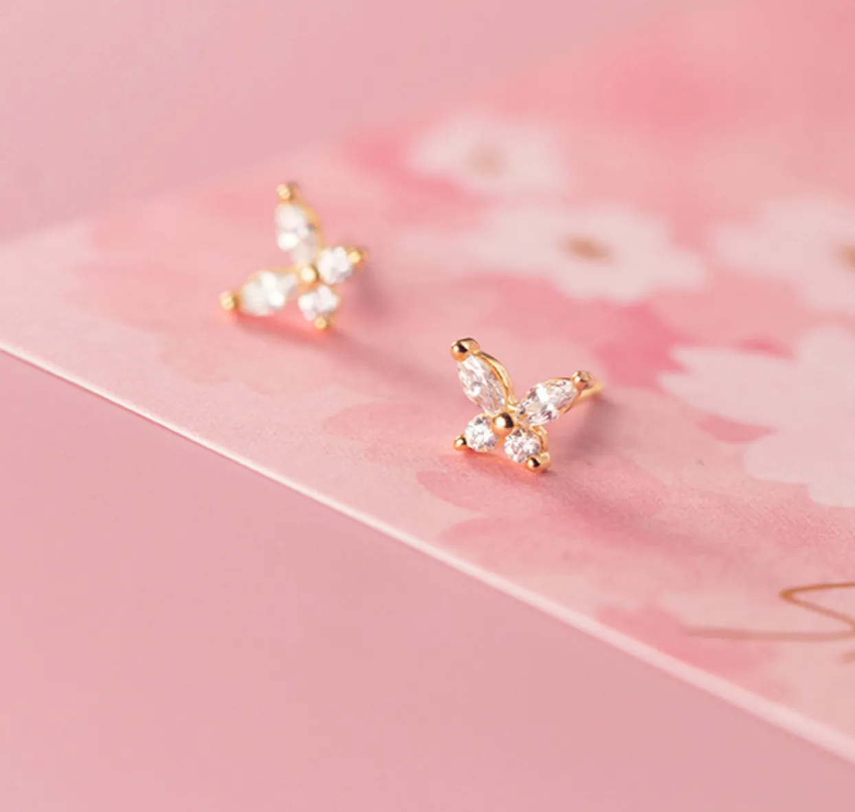 Authentic Ethereal Metamorphosis Butterfly and Blossom Studs - Gold-Plated Celestial Talismans